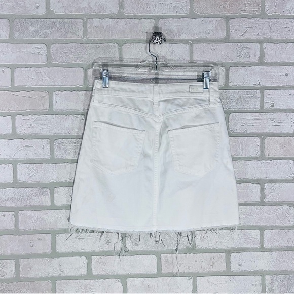PAIGE Aideen Raw Hem Denim Skirt in Crisp White Size 26 - Picture 7 of 10